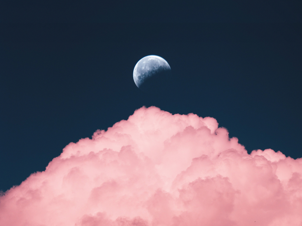 Desktop wallpaper half-moon, clouds, hd image, picture, background, 69fb0f