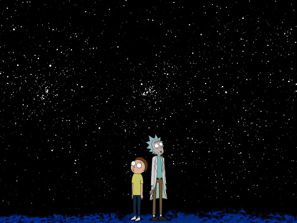 Rick and Morty minimal silhouette synthwave wallpaper 