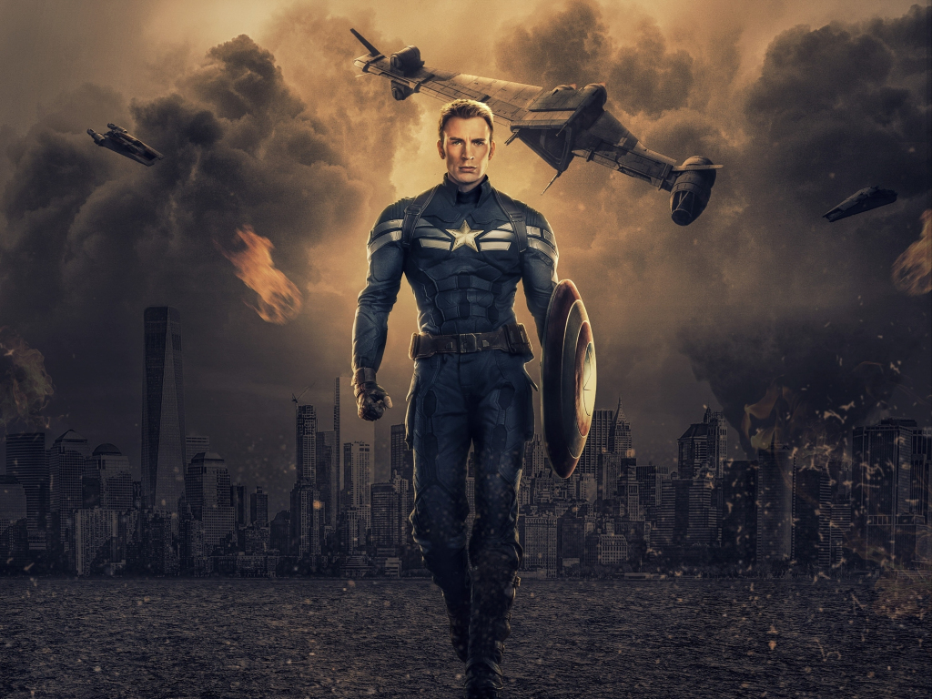 Captain America, Chris Evans, Marvel comics, art, 1024x768 wallpaper