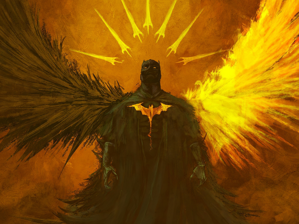Batman, angel, wings of darkness and good, art, 1024x768 wallpaper