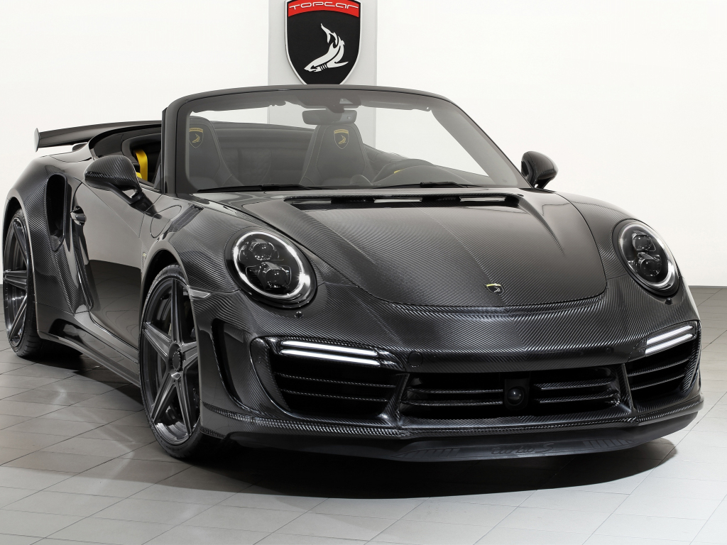 Desktop wallpaper black, porsche 911 turbo, convertible, hd image