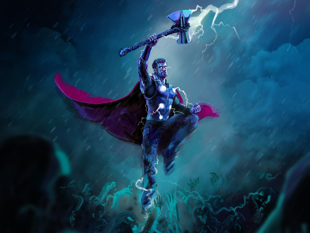 Thor Mass  Hammer With Purple Lightning Wallpaper Download  MobCup