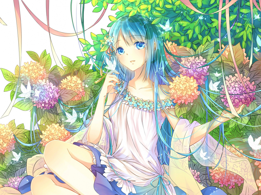 Wallpaper flowers and cute anime girl, artwork, original desktop wallpaper,  hd image, picture, background, 8841e3 | wallpapersmug