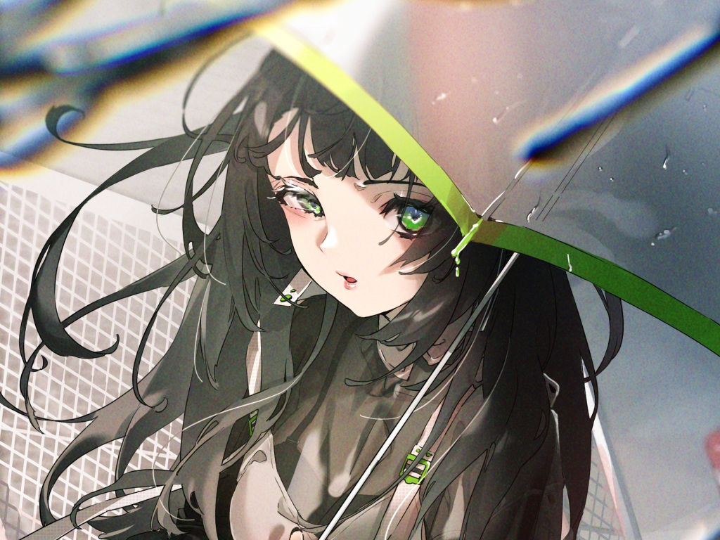 Enigmatic Green Eyes: Anime Girl Wallpaper - 4K Resolution - Free Download