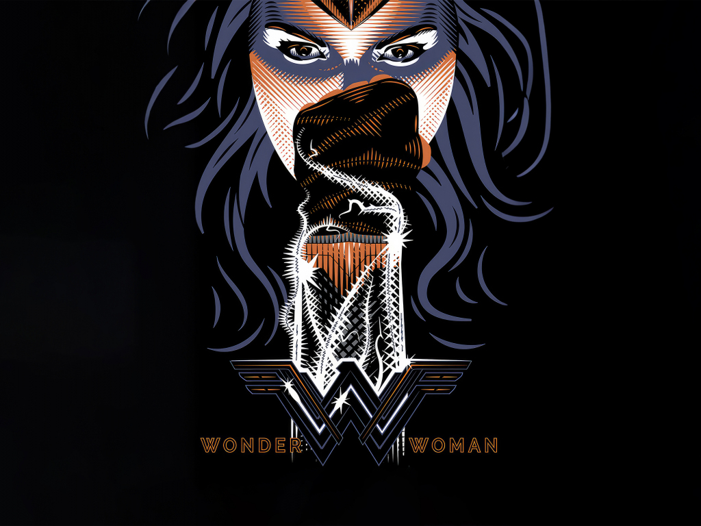 Wonder Woman's fist, minimal, dark, 1024x768 wallpaper