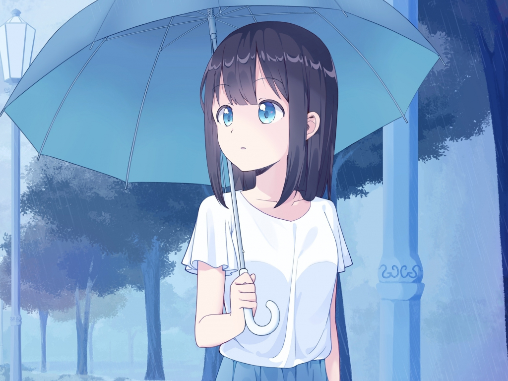 Girl with Umbrella White Anime Wallpaper - Cool Anime Wallpapers