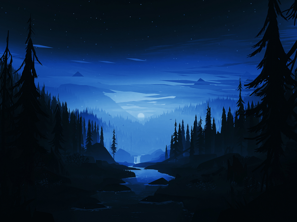 Hình nền Đêm tối, con sông, rừng, tối thiểu, NGHỆ THUẬT