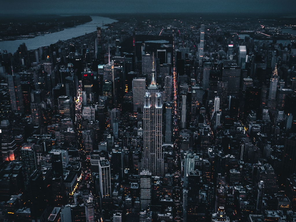 Wallpaper new york, dark, night, city, aerial view desktop wallpaper ...