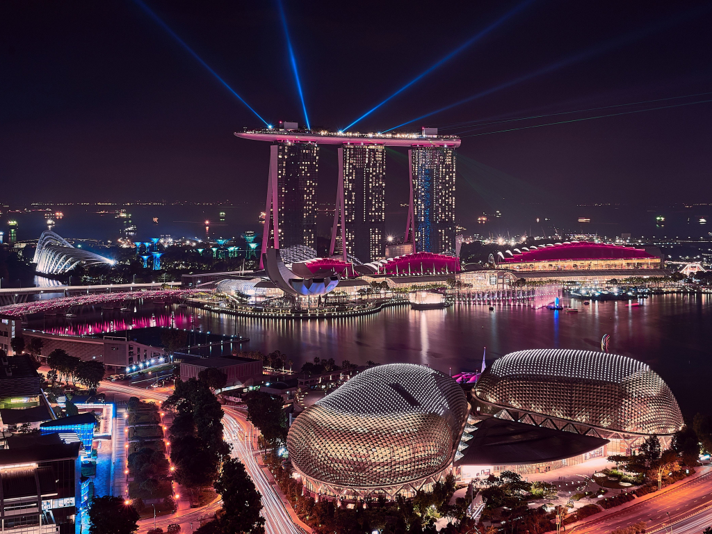 Wallpaper marina bay sands, singapore, cityscape, buildings, aerial view  desktop wallpaper, hd image, picture, background, 9aecee | wallpapersmug