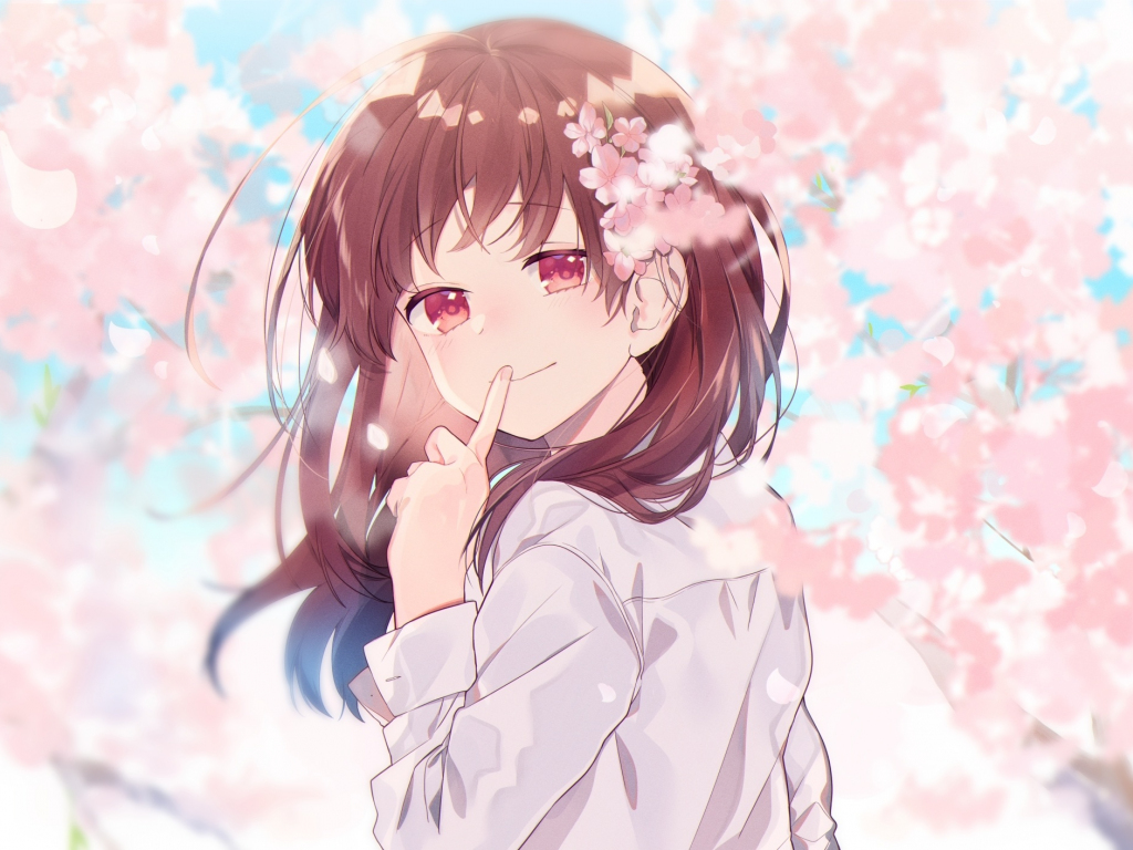 Desktop wallpaper beautiful, anime girl, cute, cherry ...