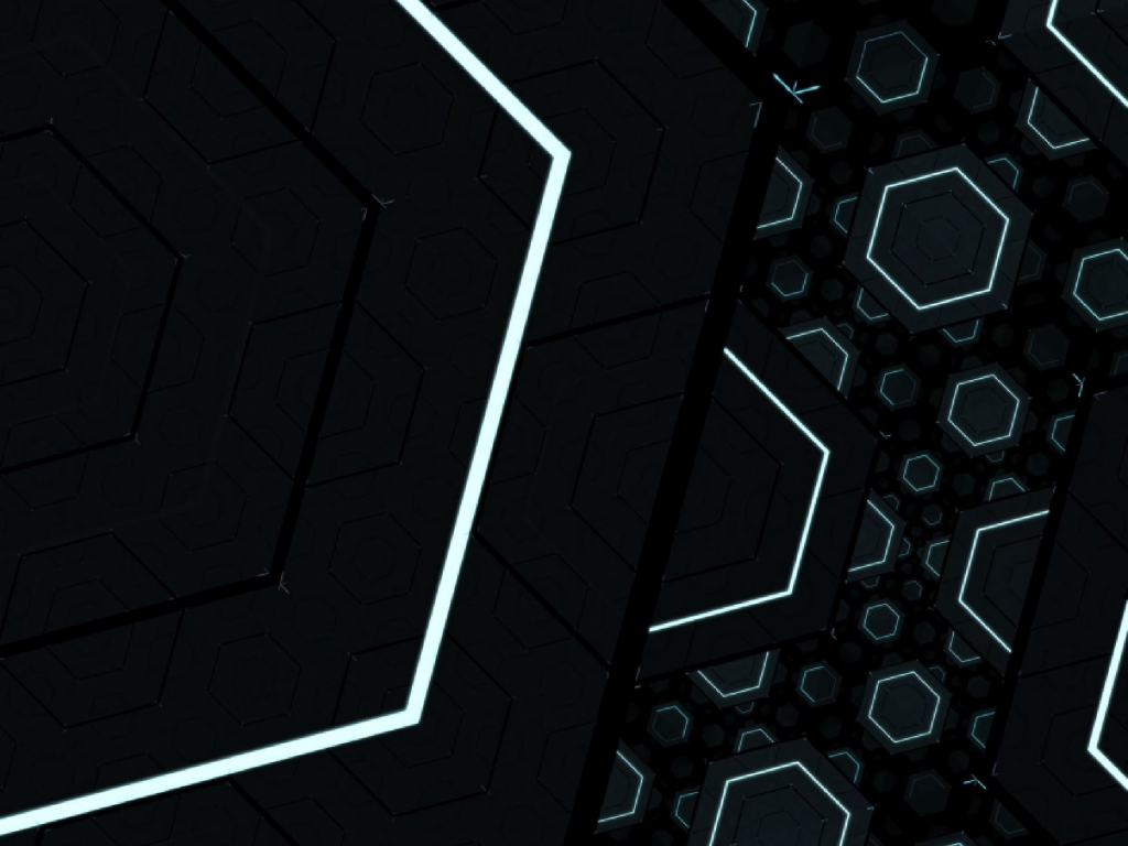 Fractal, black, hexagons, 1024x768 wallpaper