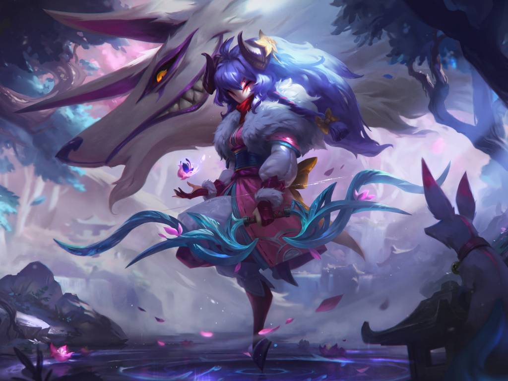 Wallpaper wolf and kindred, league of legends, game art desktop ...