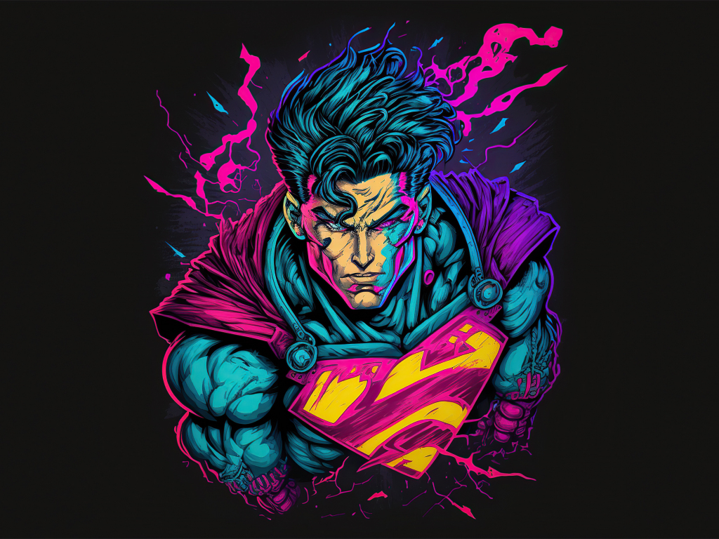 Retrofied Superman, powerful man, dark, artwork, 1024x768 wallpaper