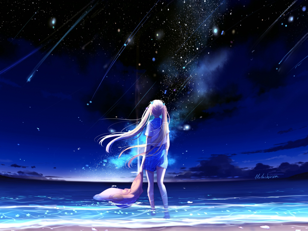 Anime Wallpaper With Beautiful Girl Sitting Outside At Night Background,  Nightcore Pictures Background Image And Wallpaper for Free Download