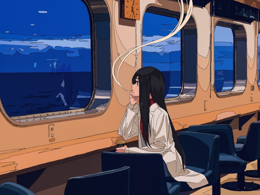 anime background subway train seats