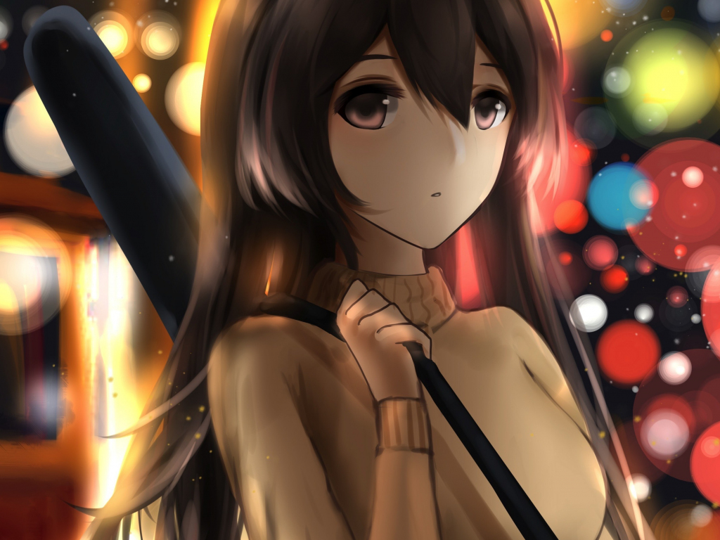 Wallpaper bokeh, night, anime girl, art desktop wallpaper, hd image ...