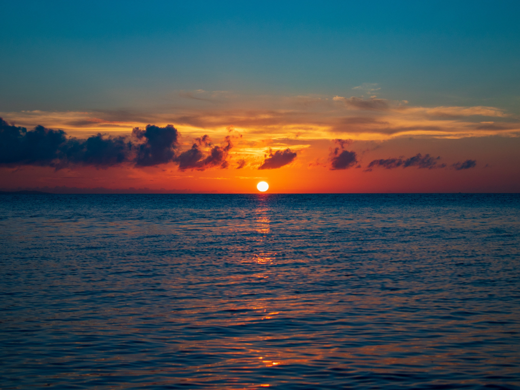 Wallpaper Skyline, Sea, Calm, Body Of Water, Sunset Desktop Wallpaper