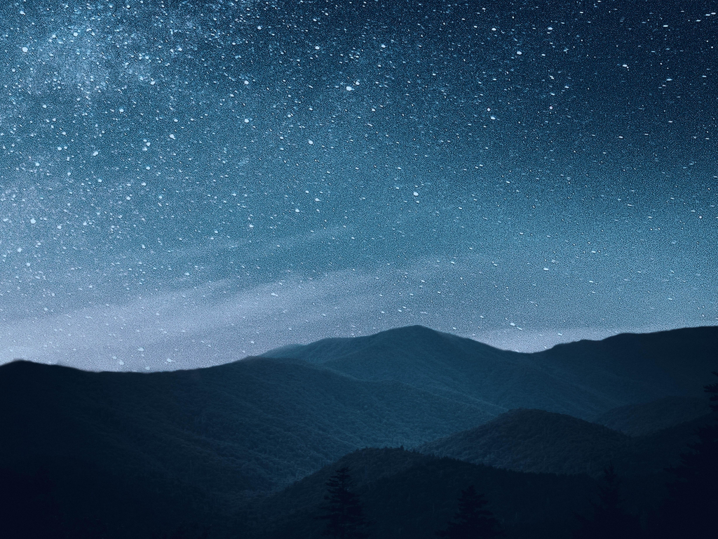 Desktop wallpaper night, mountains, silhouette, starry sky, hd image