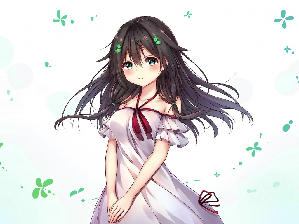 Wallpaper cute, anime girl, green eyes, original desktop wallpaper, hd  image, picture, background, c806ab | wallpapersmug