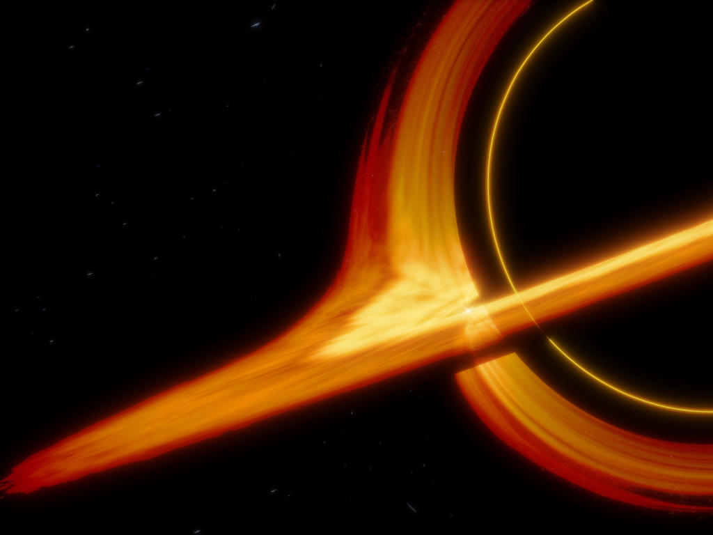 Desktop wallpaper artwork orange  rings black  hole  hd 