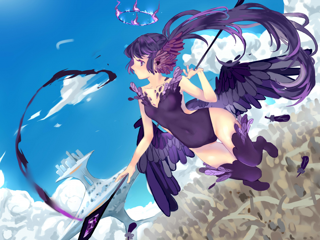 Wallpaper : anime, girl, flying, bird, sky 3035x2149 - wallhaven - 742139 -  HD Wallpapers - WallHere