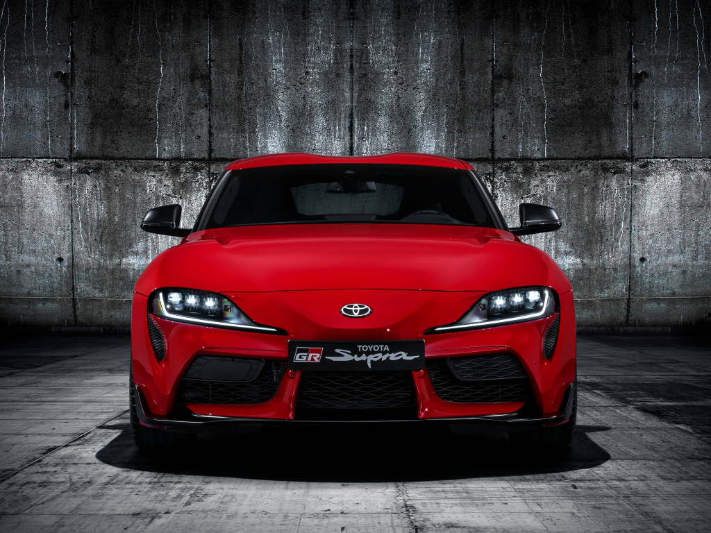 Desktop wallpaper red, sports car, 2019 toyota gr supra, hd image