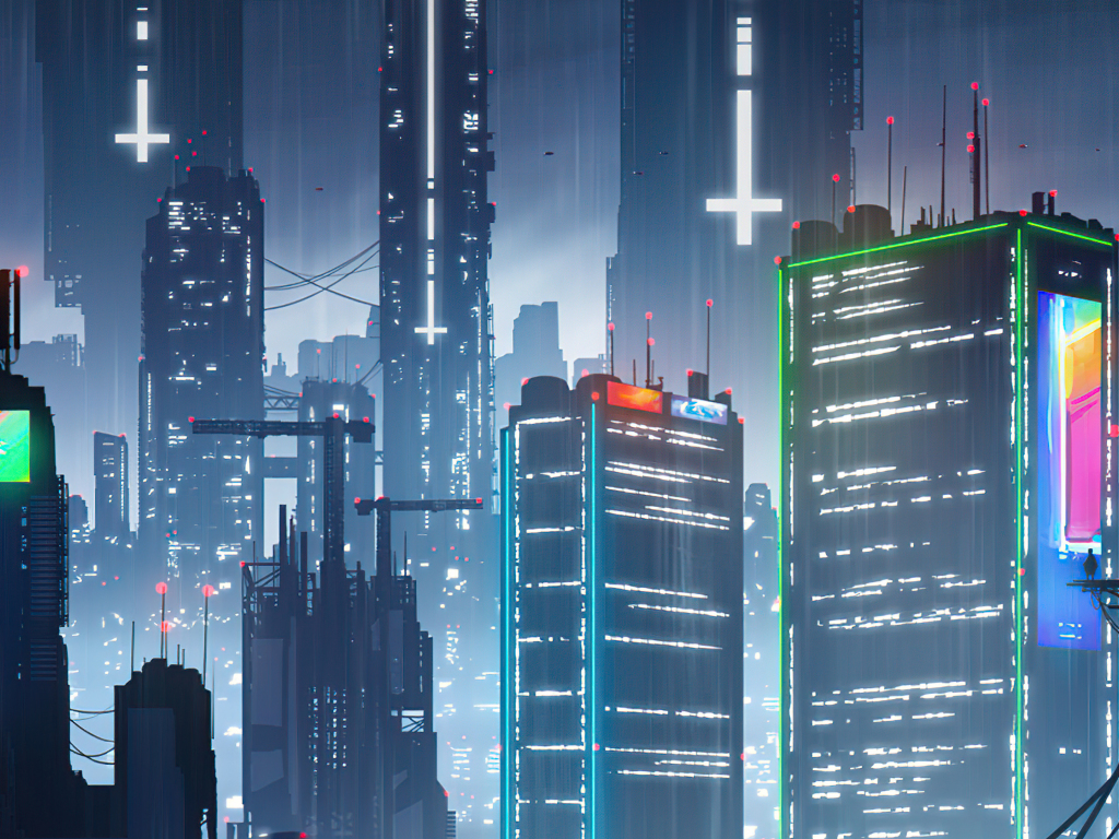 The Proximity, fantasy, cyber city, art, 1024x768 wallpaper