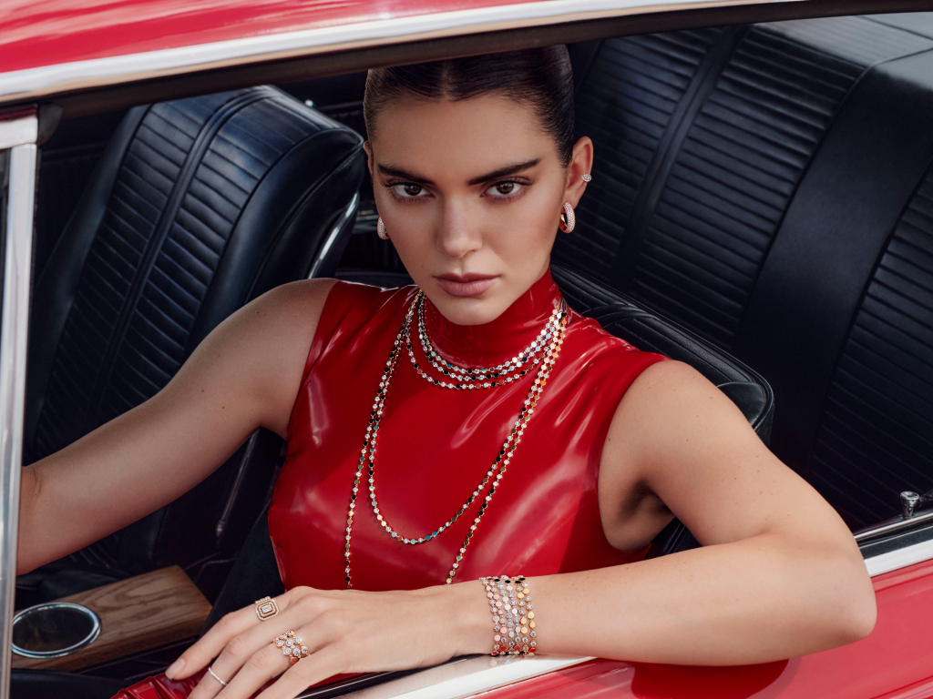 2023 Kendall Jenner, Messika Campaign, red, 1024x768 wallpaper