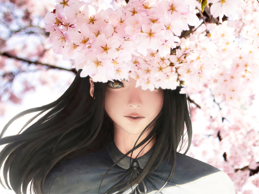 Mobile wallpaper Anime Moon Lantern Cape Cherry Blossom Original  Braid Long Hair White Hair 926445 download the picture for free