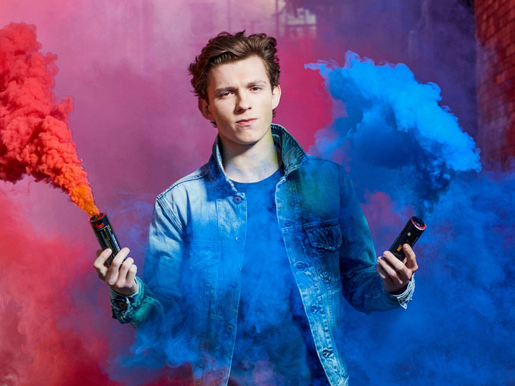 Wallpaper tom holland, jeans shirt, smoke desktop wallpaper, hd image ...