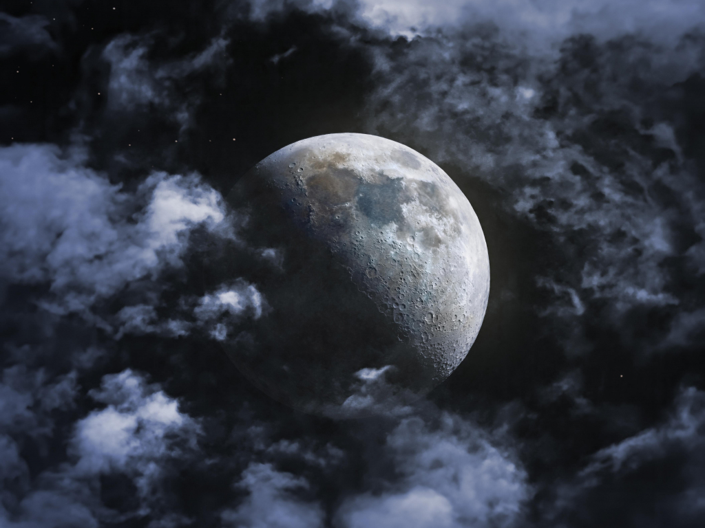 Moon, clouds and stars. sweet dreams wallpaper. | CanStock