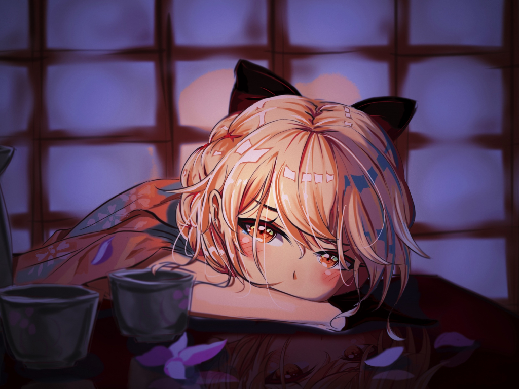 Anime School Girl Relaxing 4K wallpaper download