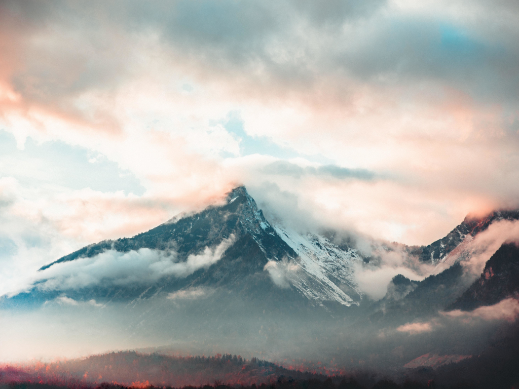 Wallpaper mountain, mist, clouds, fog, peak desktop wallpaper, hd image ...