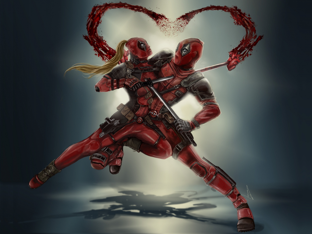 Wallpaper Deadpool Vs Lady Deadpool Superhero Couple Fight Art Desktop Wallpaper Hd Image
