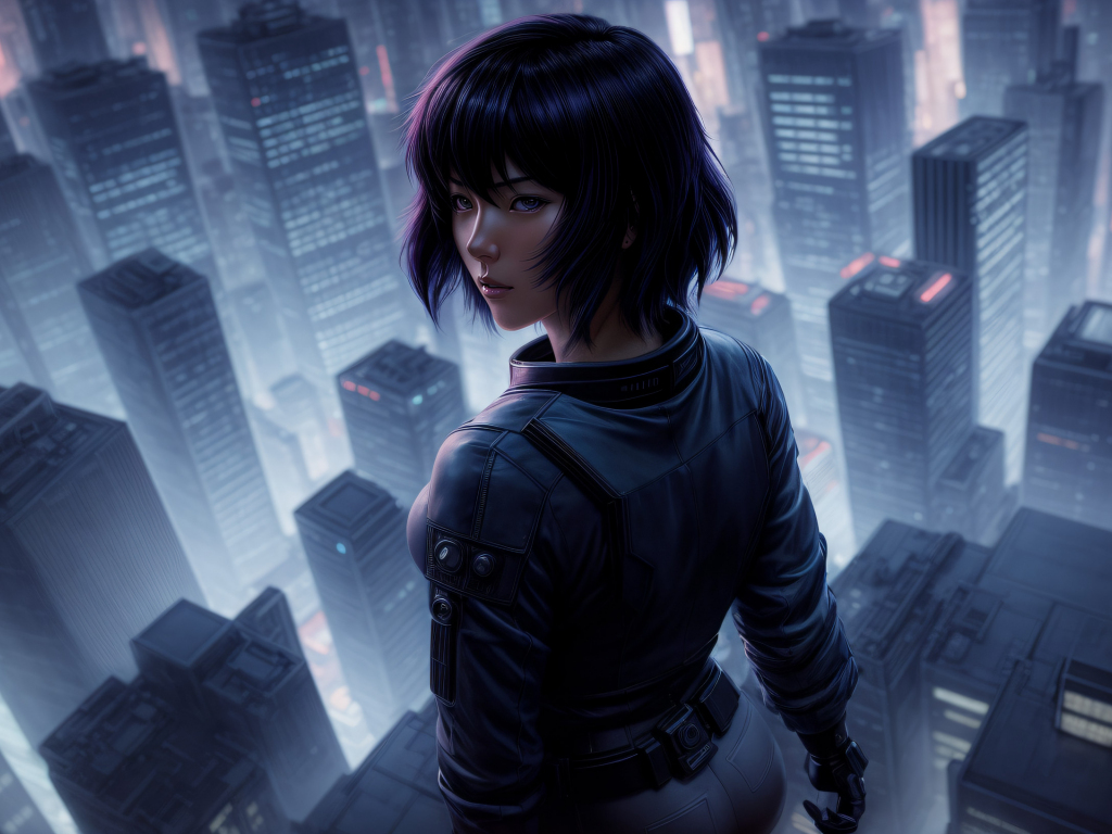 Ghost in the shell, city, movie, 1366x768 wallpaper