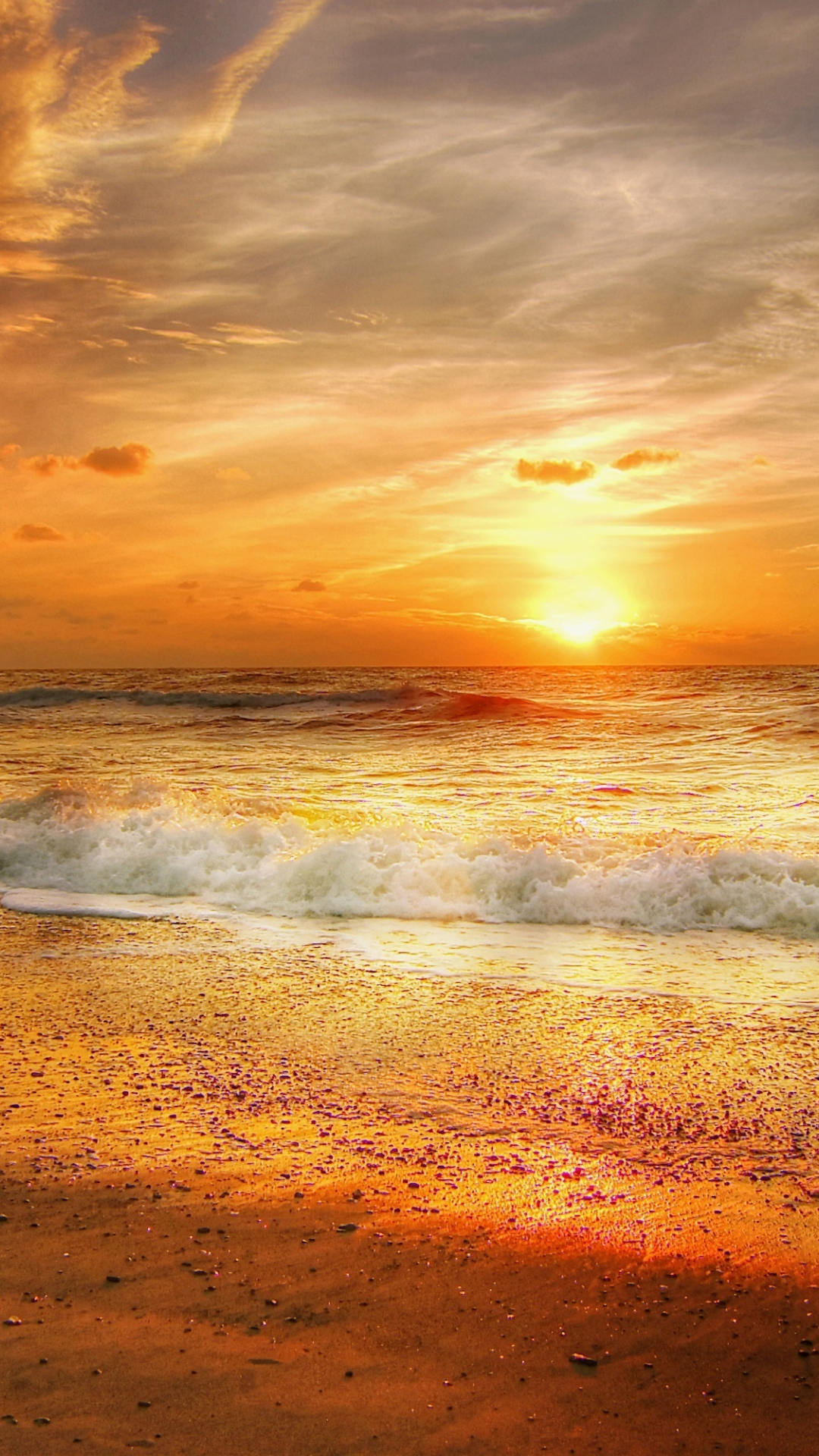 Download north sea, sunset, yellow sky, nature 1080x1920 wallpaper ...