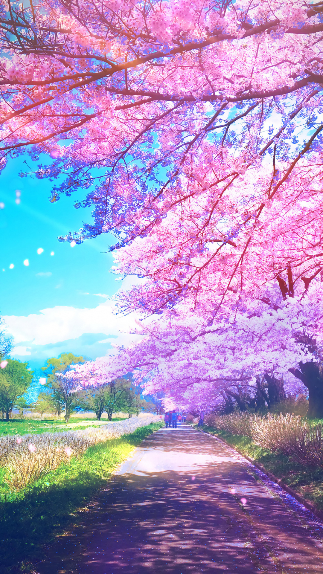 Original, anime, trees, blossom, 1080x1920 wallpaper