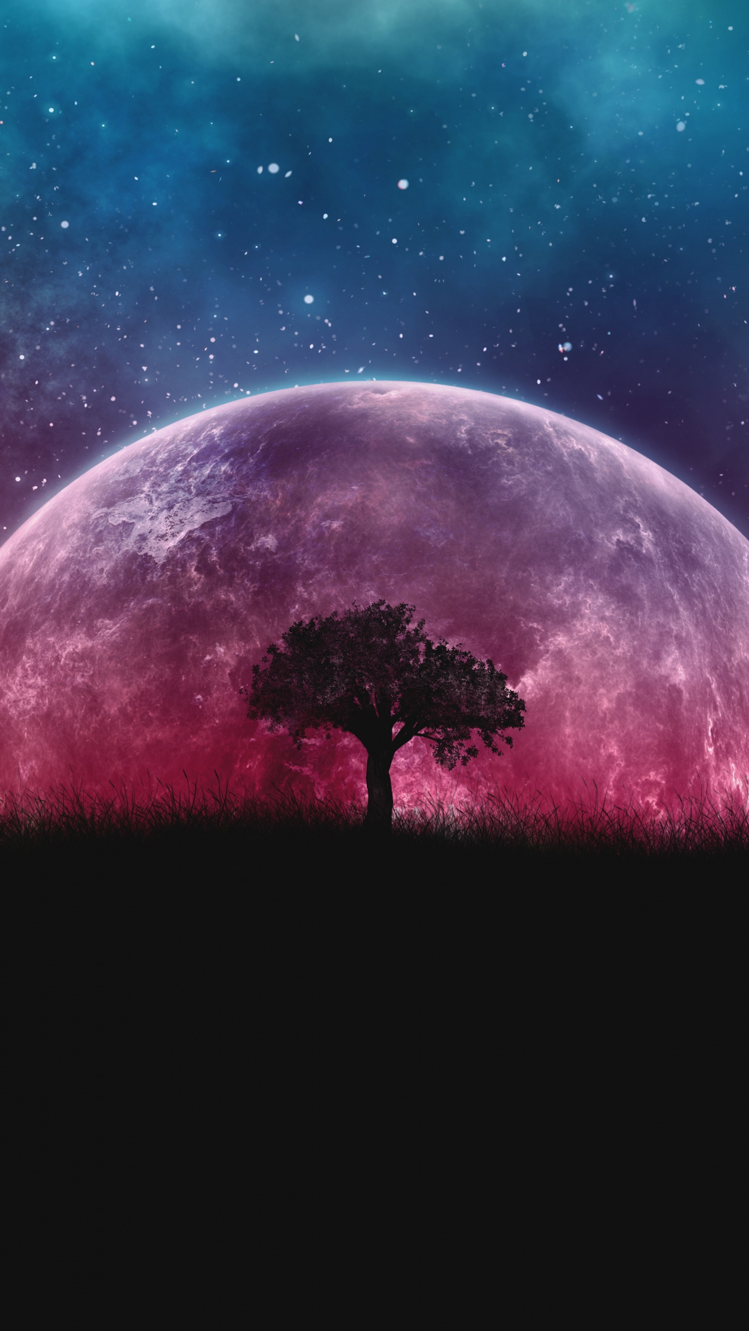 Download 1080x19 Wallpaper Planet Silhouette Tree Moon Galaxy Stars Photoshop Samsung Galaxy S4 S5 Note Sony Xperia Z Z1 Z2 Z3 Htc One Lenovo Vibe Google Pixel 2 Oneplus 5 Honor 9