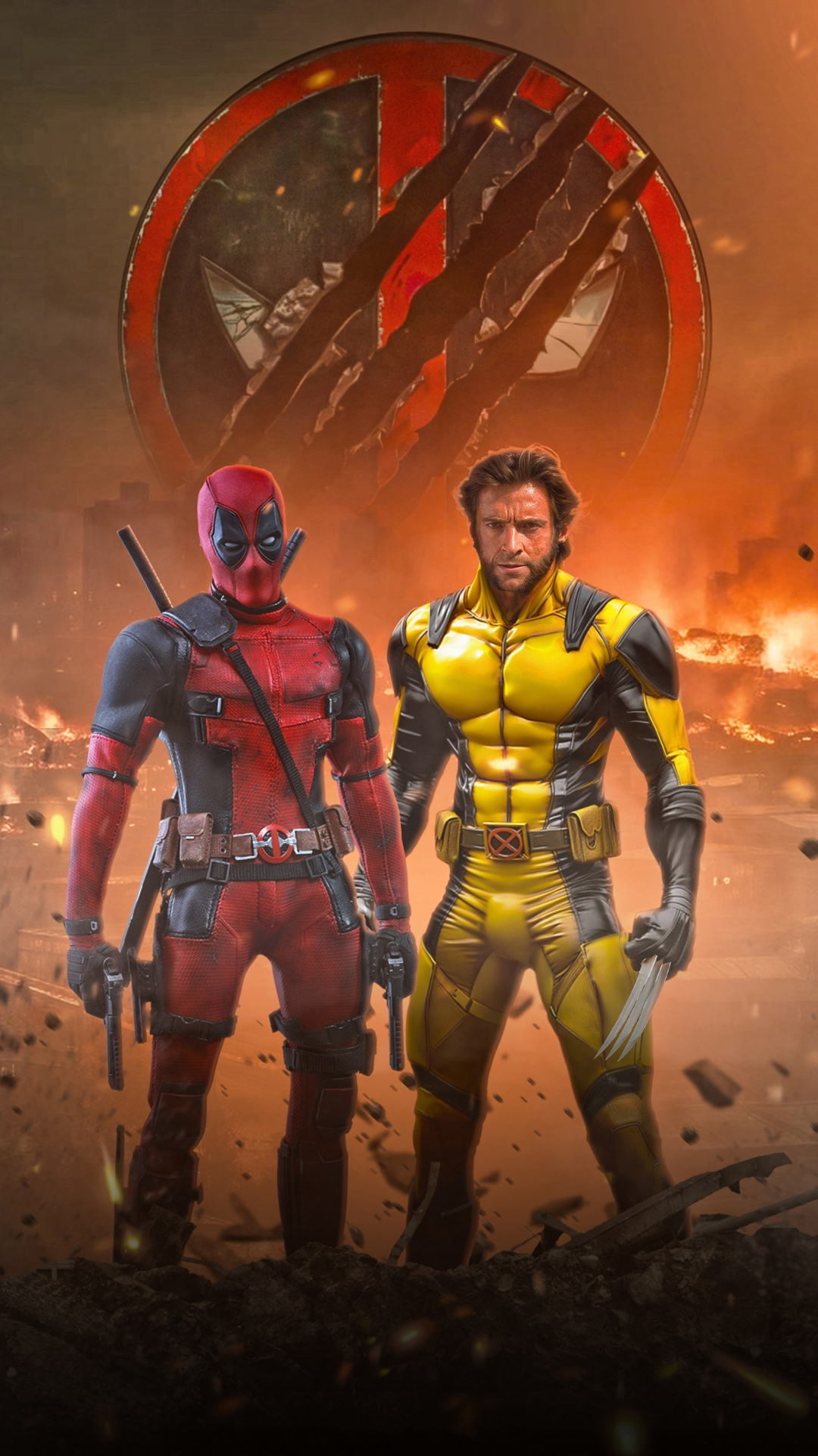 Download wallpaper 1080x1920 deadpool and wolverine, team up for new