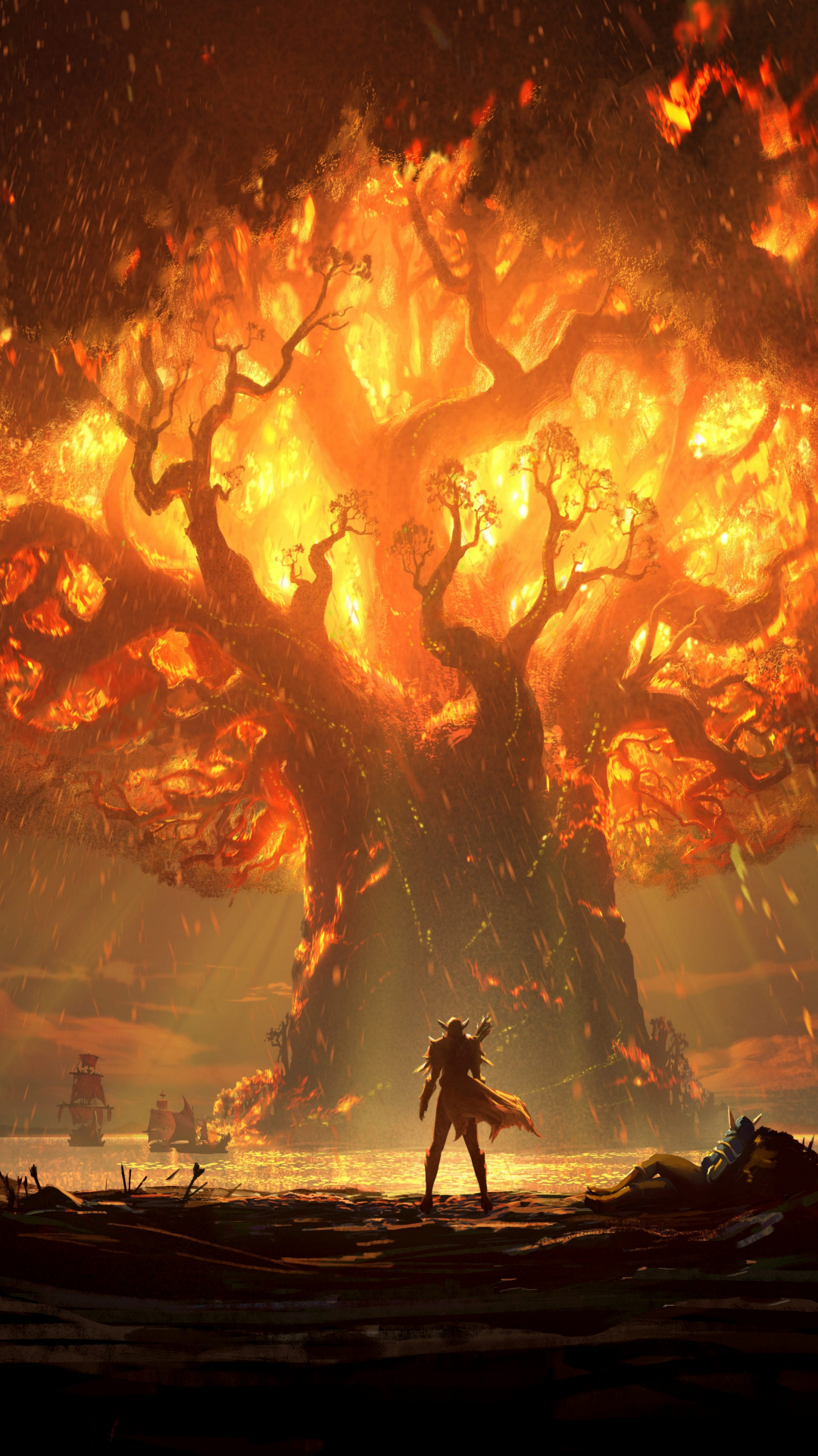 Download 1080x19 Wallpaper World Of Warcraft Battle For Azeroth Teldrassil Burns Video Game Samsung Galaxy S4 S5 Note Sony Xperia Z Z1 Z2 Z3 Htc One Lenovo Vibe Google Pixel 2 Oneplus