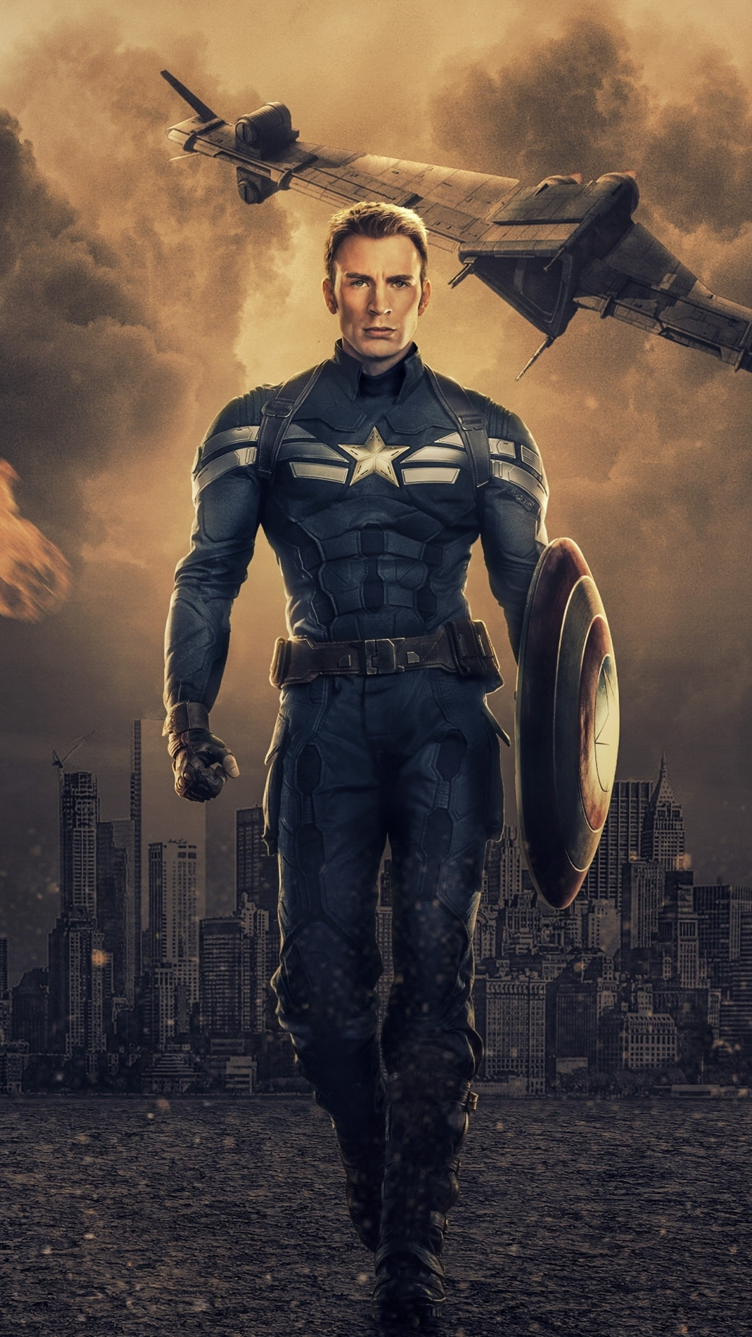 Captain America, Chris Evans, Marvel comics, art, 1080x1920 wallpaper