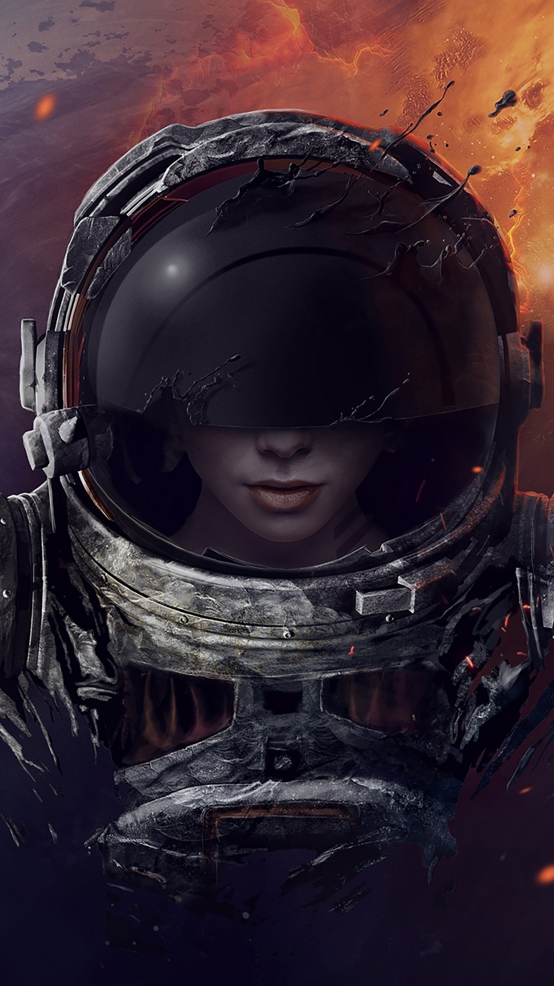 Girl astronaut, artwork, fantasy, 1080x1920 wallpaper