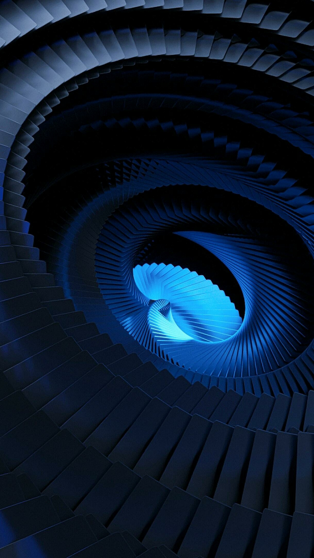Swirl, blue focal center, abstract, 1080x1920 wallpaper
