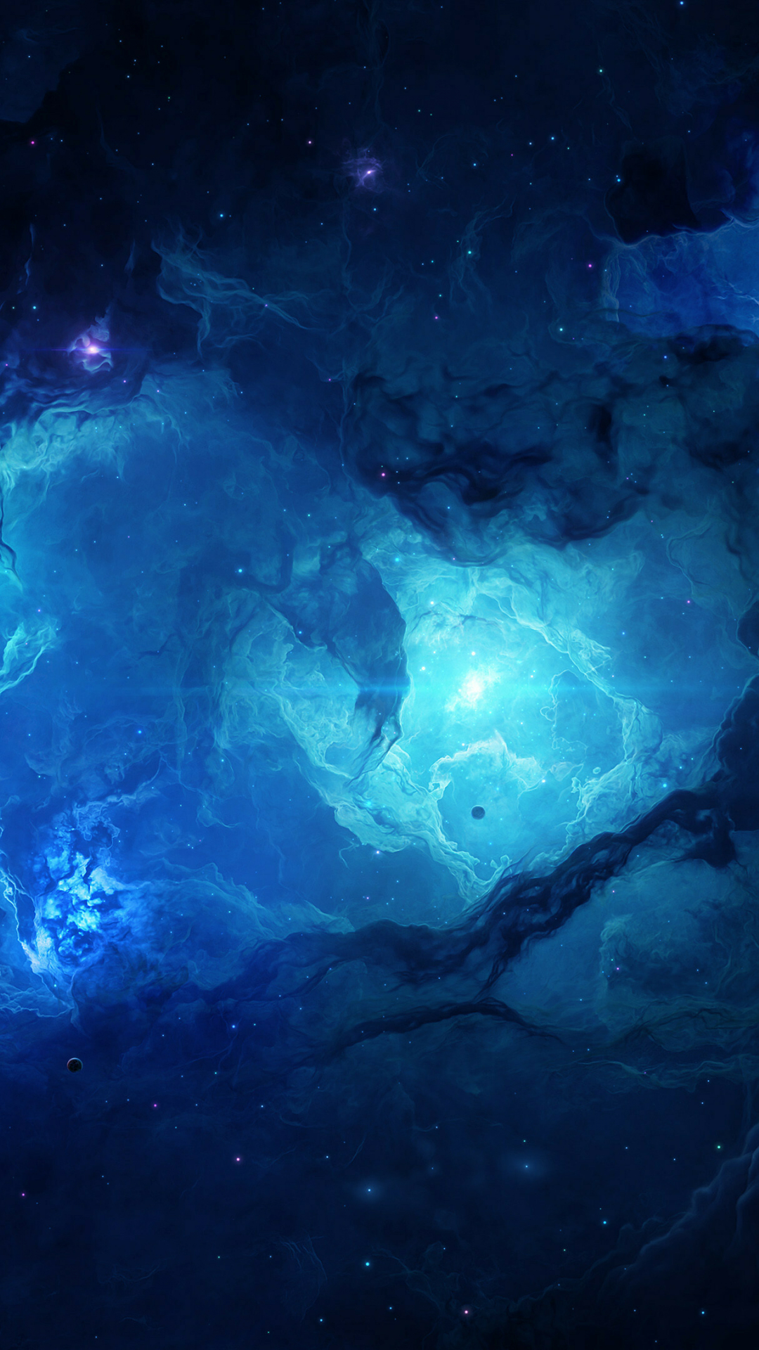 Blue space clouds, space, nebula, cosmic art, 1080x1920 wallpaper