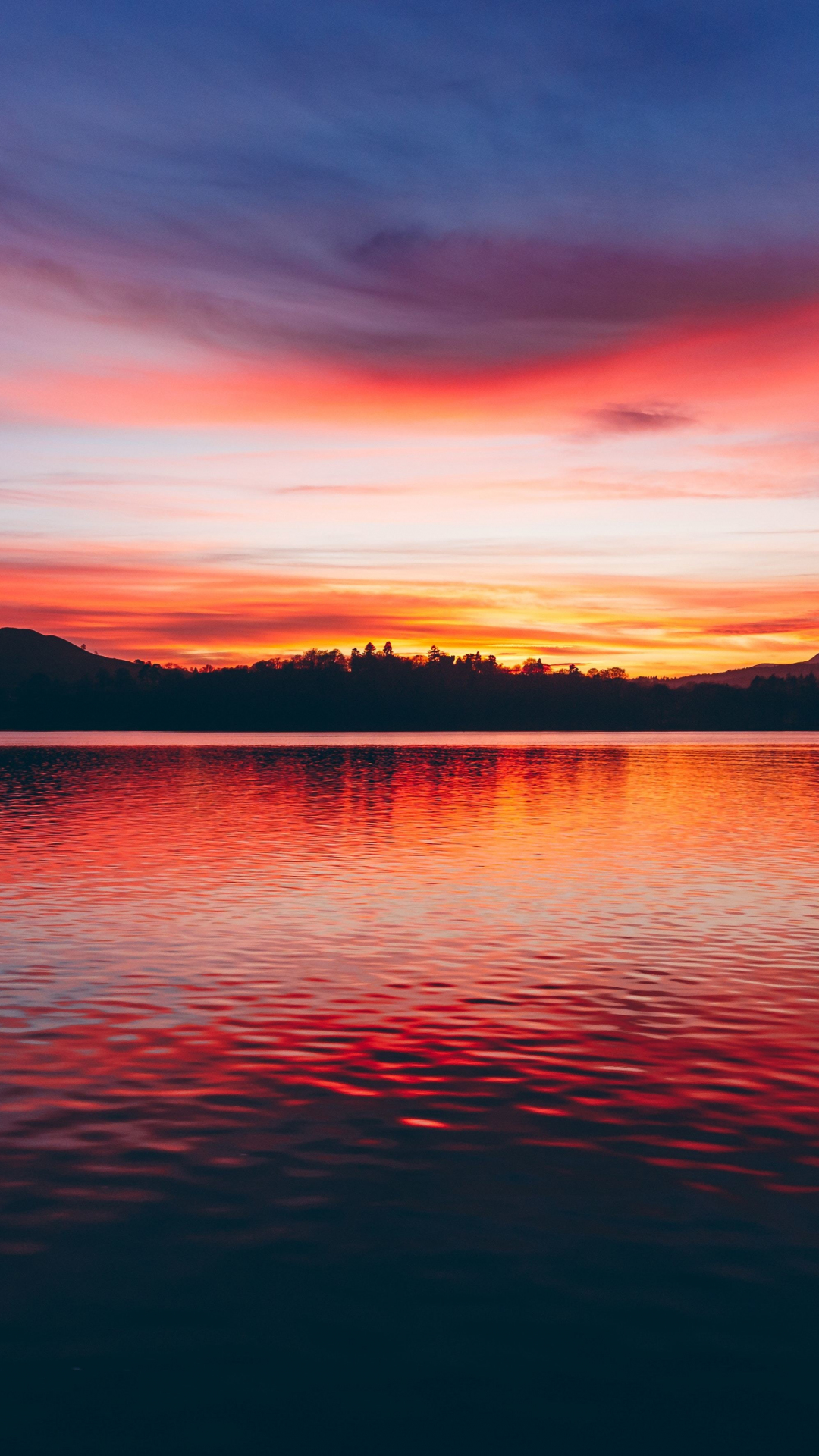 Download 1080x1920 wallpaper lake, sunset, horizon, beautiful, samsung