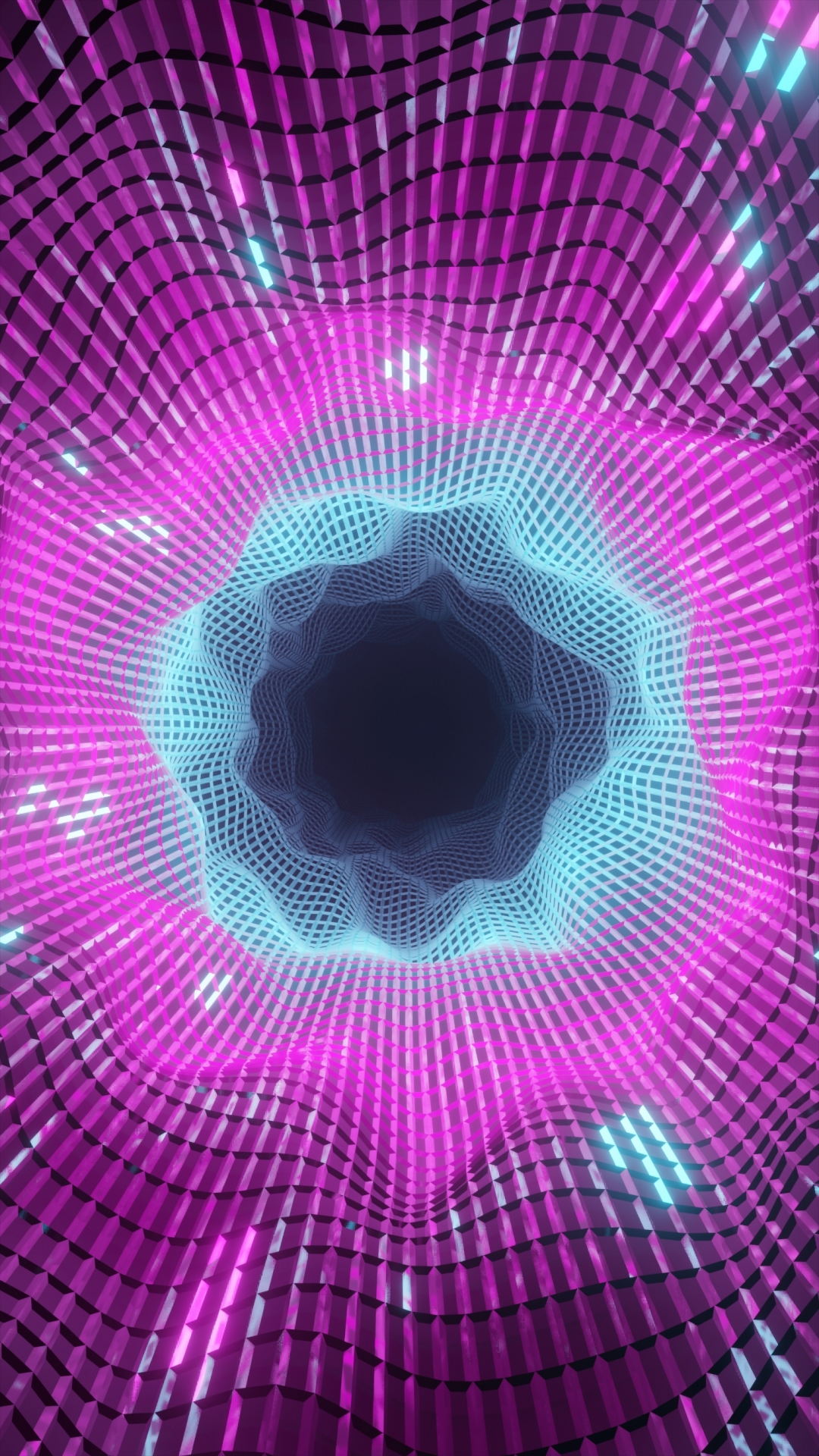 Download wallpaper 1080x1920 wavy tunnel, pinkish, abstraction, 1080p ...