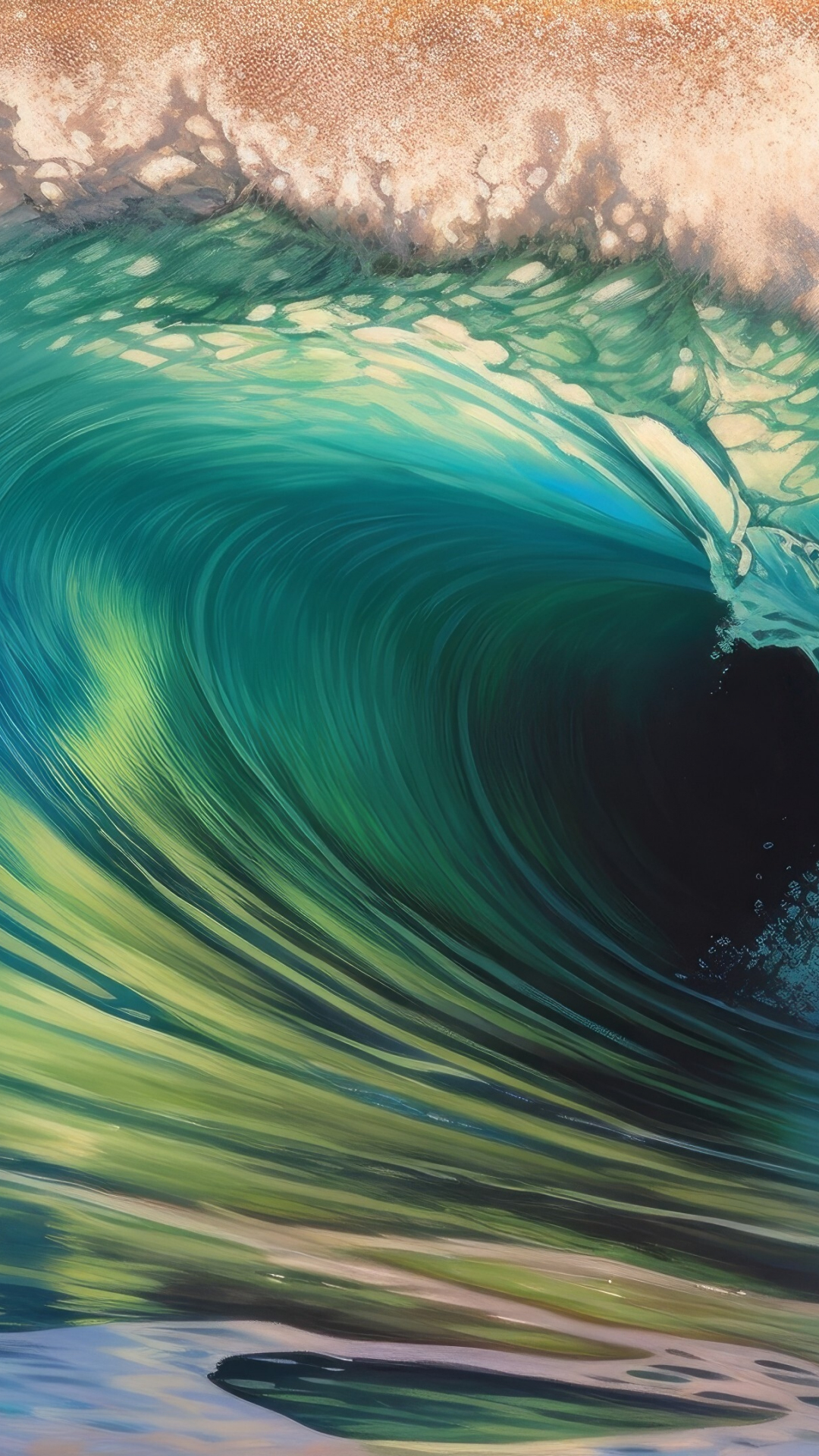 Download wallpaper 1080x1920 sea waves, big tide for surfer, ai art ...