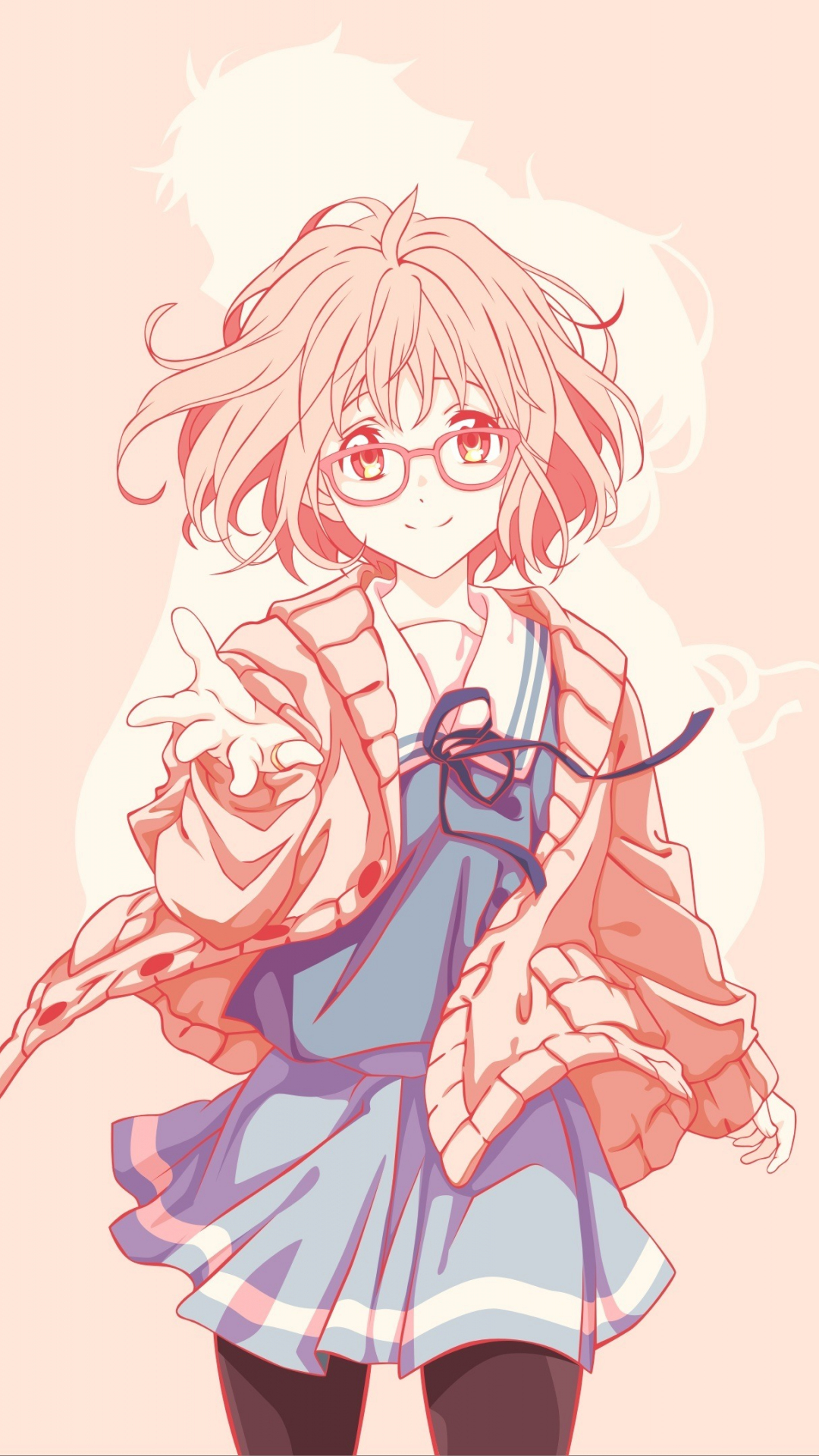 Short hair, Mirai Kuriyama, anime girl, minimal, glasses, 1080x1920 wallpaper