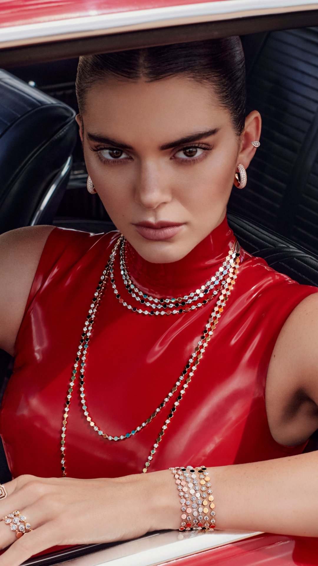 2023 Kendall Jenner, Messika Campaign, red, 1080x1920 wallpaper
