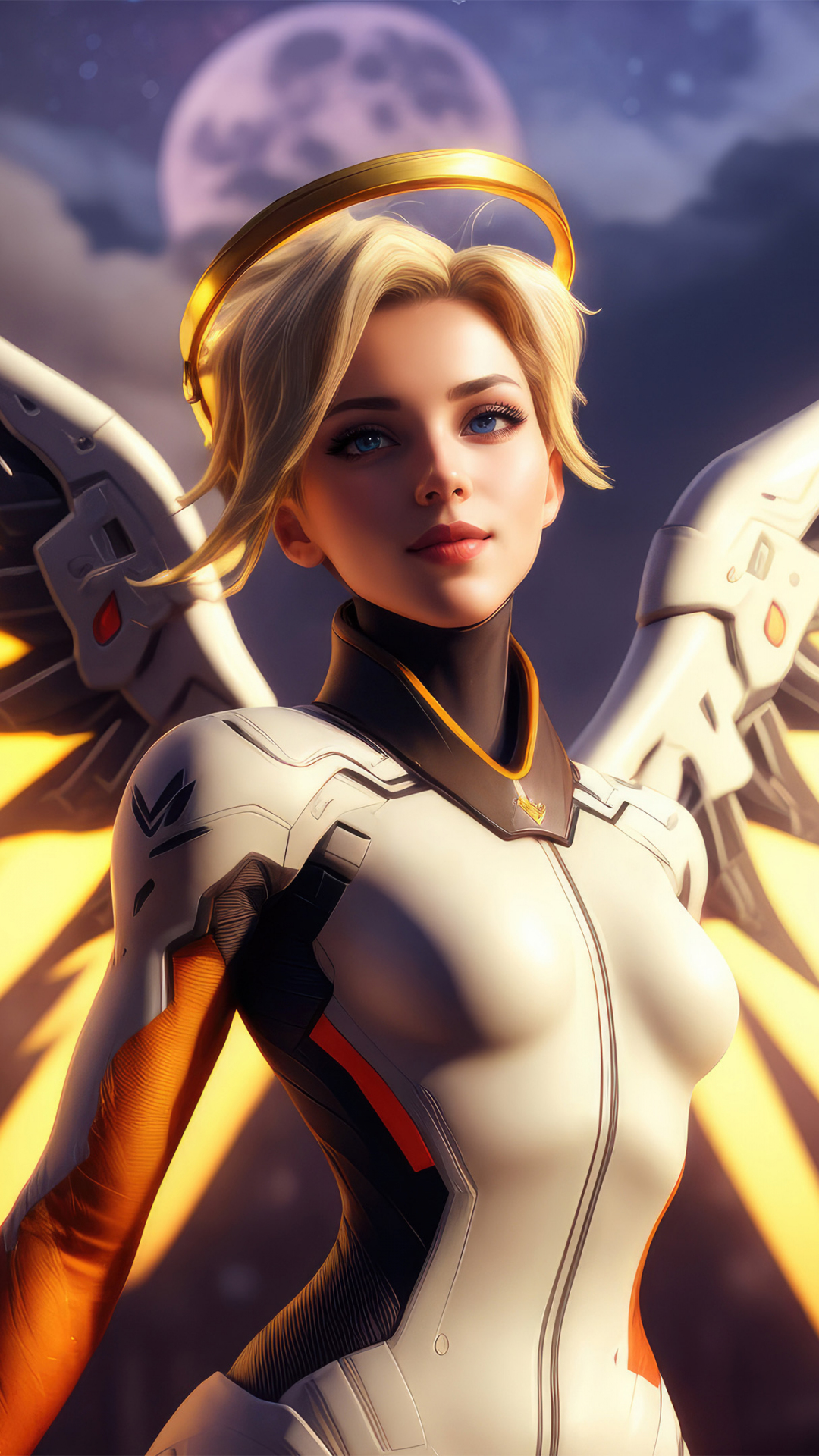Mercy of Overwatch, The Swiss Angel, golden wings, 1080x1920 wallpaper